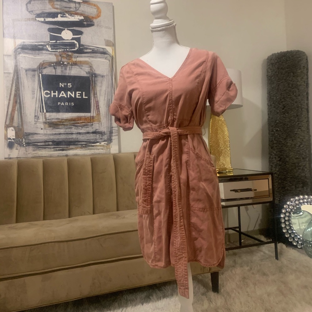 anthropologie pilcro classic shirt dress in pink